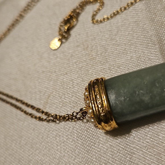 GSJ Light Green Jadeite with Freshwater Pearls Sterling Silver 925 Plated Gold - Picture 2 of 4